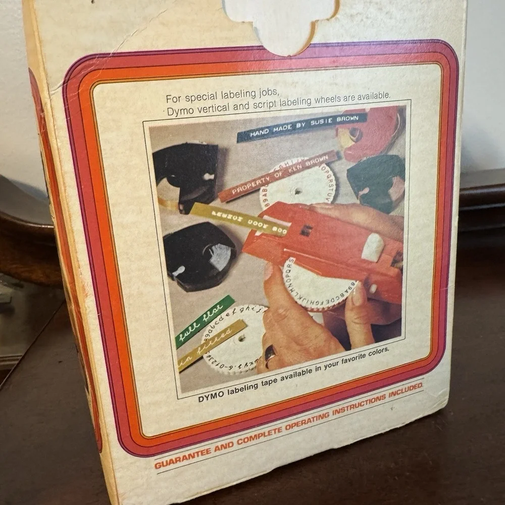 RARE TAPE ROLLS Vintage Dymo 1800 Handheld Label Maker Tapewriter Orange Plastic
